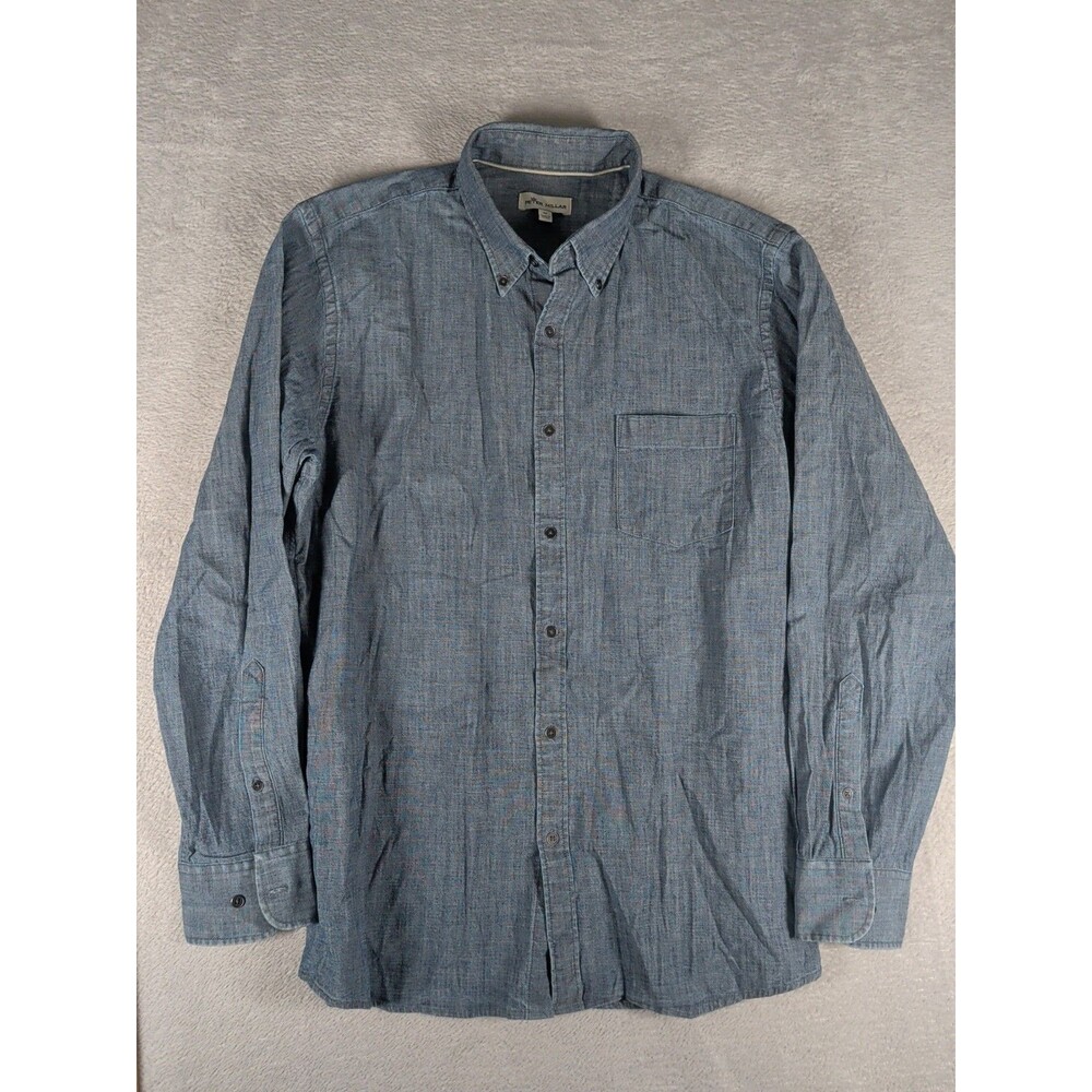 Peter Millar Chambray Shirt Men's Medium long sleeve blue Button Front - Picture 2 of 9